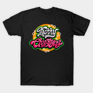 Merry Christmas Typography Lettering T-Shirt